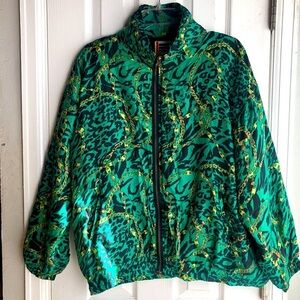 ⚫️ EVR vintage green chain details vintage  jacket, size XL